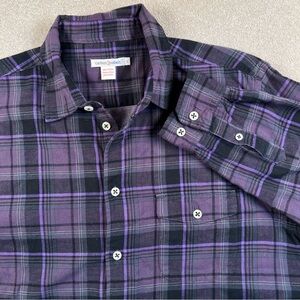Carbon2Cobalt‎ Button Up Plaid 100% Cotton Purple/Gray Chest Pocket Men's Large